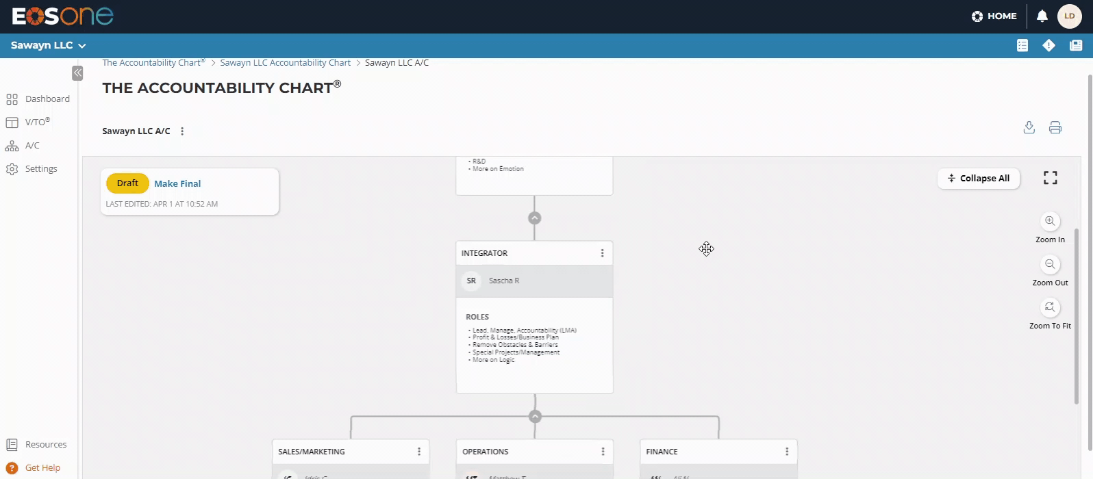 Edit an Accountability Chart in EOS One