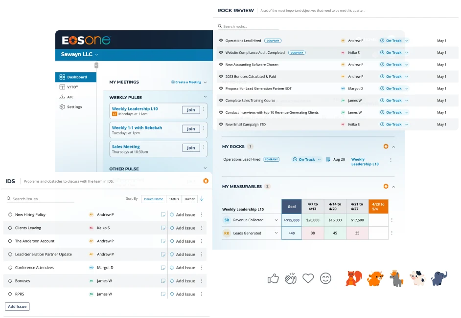 EOS One dashboard